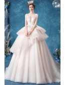 Ruffled Big Ballgown Tulle Wedding Dress With Sequined Straps