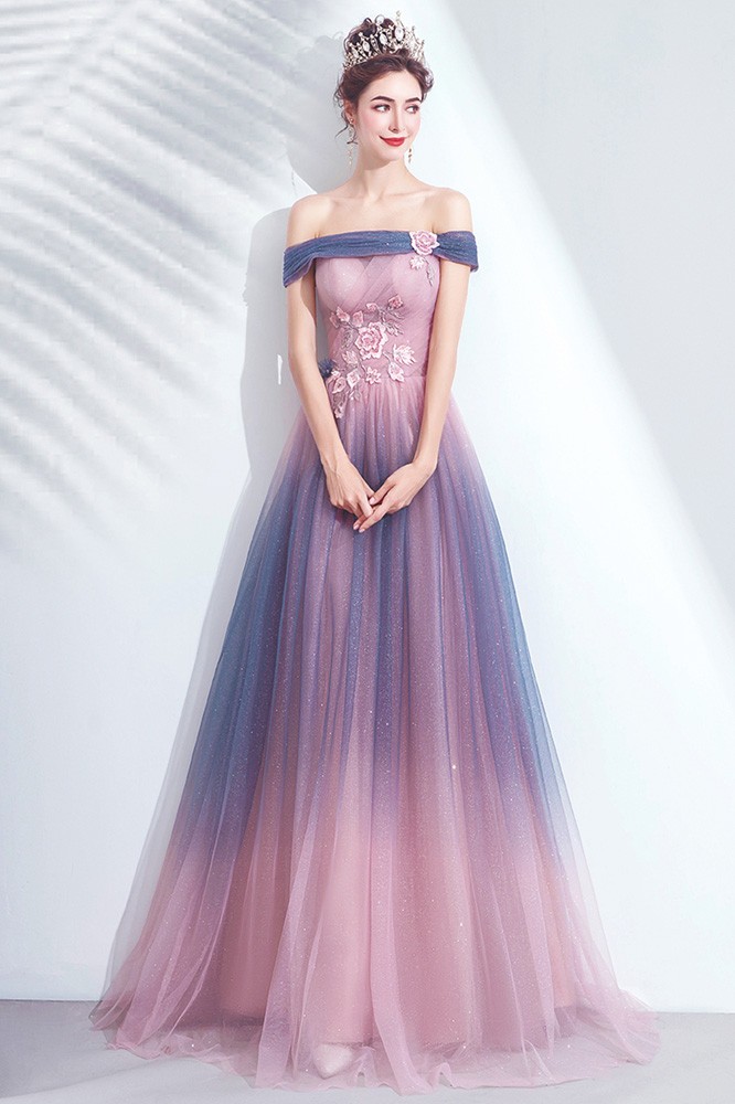 pink and blue flowy dress Dainty pink A-line maxi dress with blue-flowered pattern, Glow-Up XXL / 12 / Pink-Blue