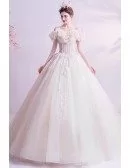 Beautiful Ruffle Flowers Big Ballgown Princess Wedding Formal Dress With Beadings