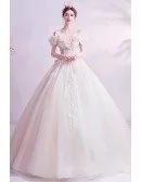 Beautiful Ruffle Flowers Big Ballgown Princess Wedding Formal Dress With Beadings