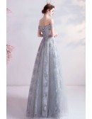Silver Bling Sheer Top Off Shoulder Prom Dress Laceup With Bling