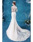Slim Fit Elegant Mermaid Wedding Dress With Lace Long Train