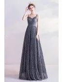Black Bling Sequins Aline Prom Party Dress For Teens With Spaghetti Straps