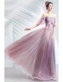Dreamy Ombre Pink Purple Bling Tulle Aline Prom Dress For Teens