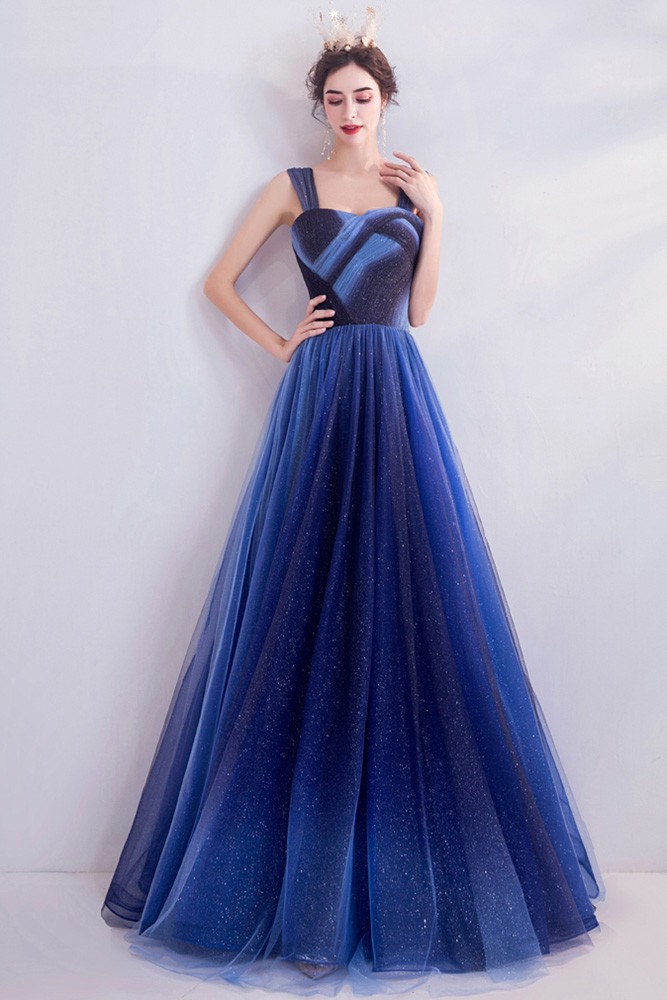 Royal Blue Aline Bling Star Prom Dress For Teens With Straps Wholesale ...