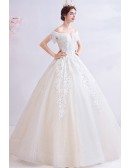 Bling Sequined Lace Dotted Ballgown Wedding Dress Princess With Off Shoulder