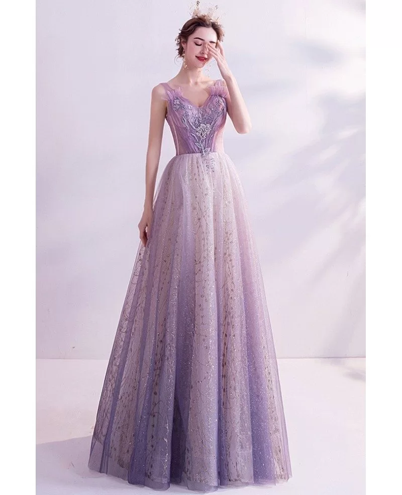 Purple With Bling Sequins Vneck Formal Prom Dress For Teens Wholesale # ...