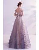 Purple With Bling Sequins Vneck Formal Prom Dress For Teens