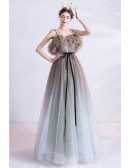 Multi Ombre Colors Cute Prom Party Dress Tulle With Straps