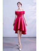 Red Lace Short High Low Homecoming Party Dress With Laceup
