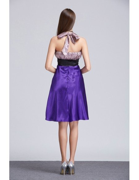 Stylish A-Line Halter Satin Knee-Length Homecoming Dress
