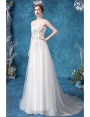 Fairy Beaded Appliques Aline Wedding Dress With Tulle