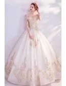 Classical Big Ballgown Light Champagne Wedding Prom Dress With Bling Patterns