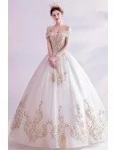 Classical Big Ballgown Light Champagne Wedding Prom Dress With Bling Patterns