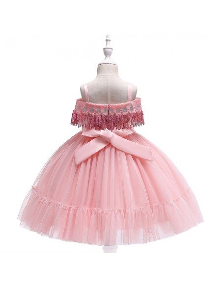 Pink Childrens Day Holiday Party Dress For Girls Ages 4-12