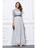 Romantic A-Line Chiffon Lace Dress With Sleeves