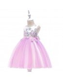 Pink Tulle Short Girl Party Dress With Stars