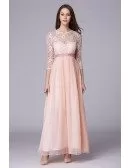 Romantic A-Line Chiffon Lace Dress With Sleeves
