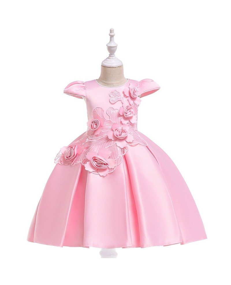 $31.89 Red Satin Flowers Ballgown Short Party Dress For Girls 4-9 Year ...