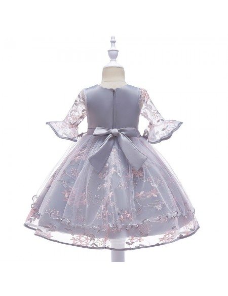 $33.89 Grey Flare Sleeves Princes Girl Dress For Formal 4-12 Years # ...
