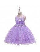Rustic Purple Short Lace Childre Party Dress For Girls 4-12