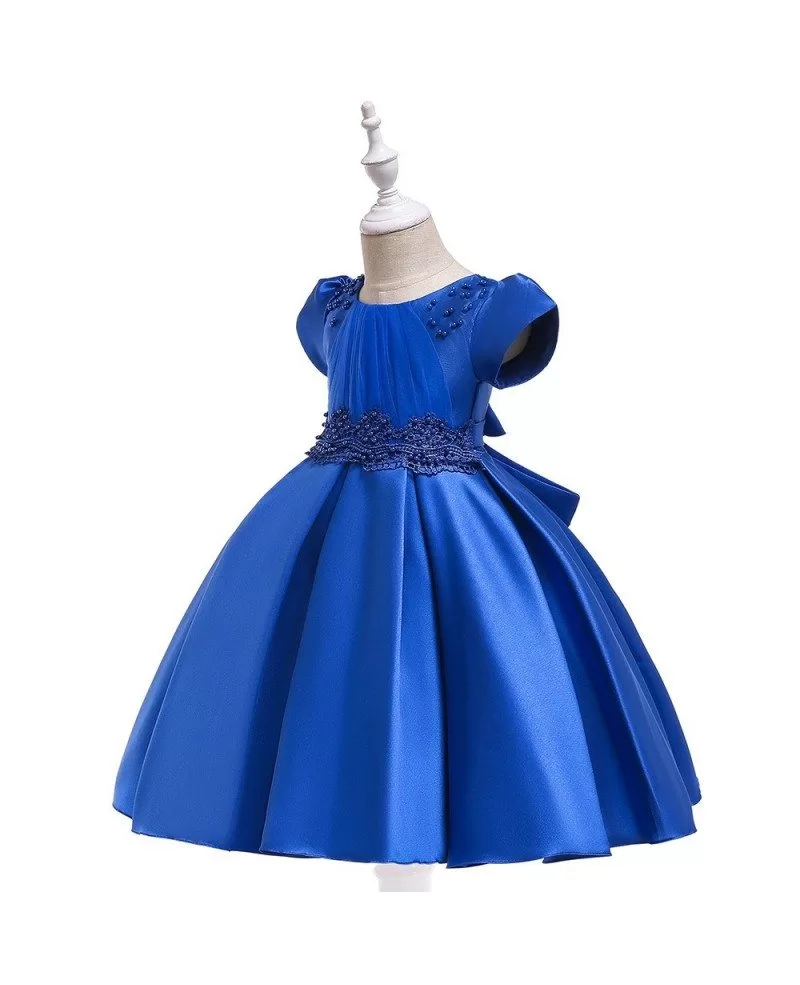 $31.89 Royal Blue Satin Girls Formal Dress With Bubble Sleeves #MQ761 ...