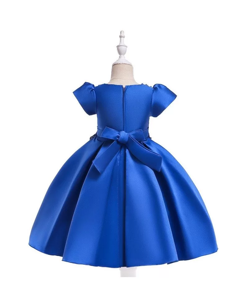 $31.89 Royal Blue Satin Girls Formal Dress With Bubble Sleeves #MQ761 ...