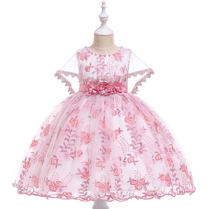 $33.89 Beautiful Pink Floral Girls Wedding Party Dress With Cape For ...