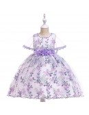 Beautiful Pink Floral Girls Wedding Party Dress With Cape For Children