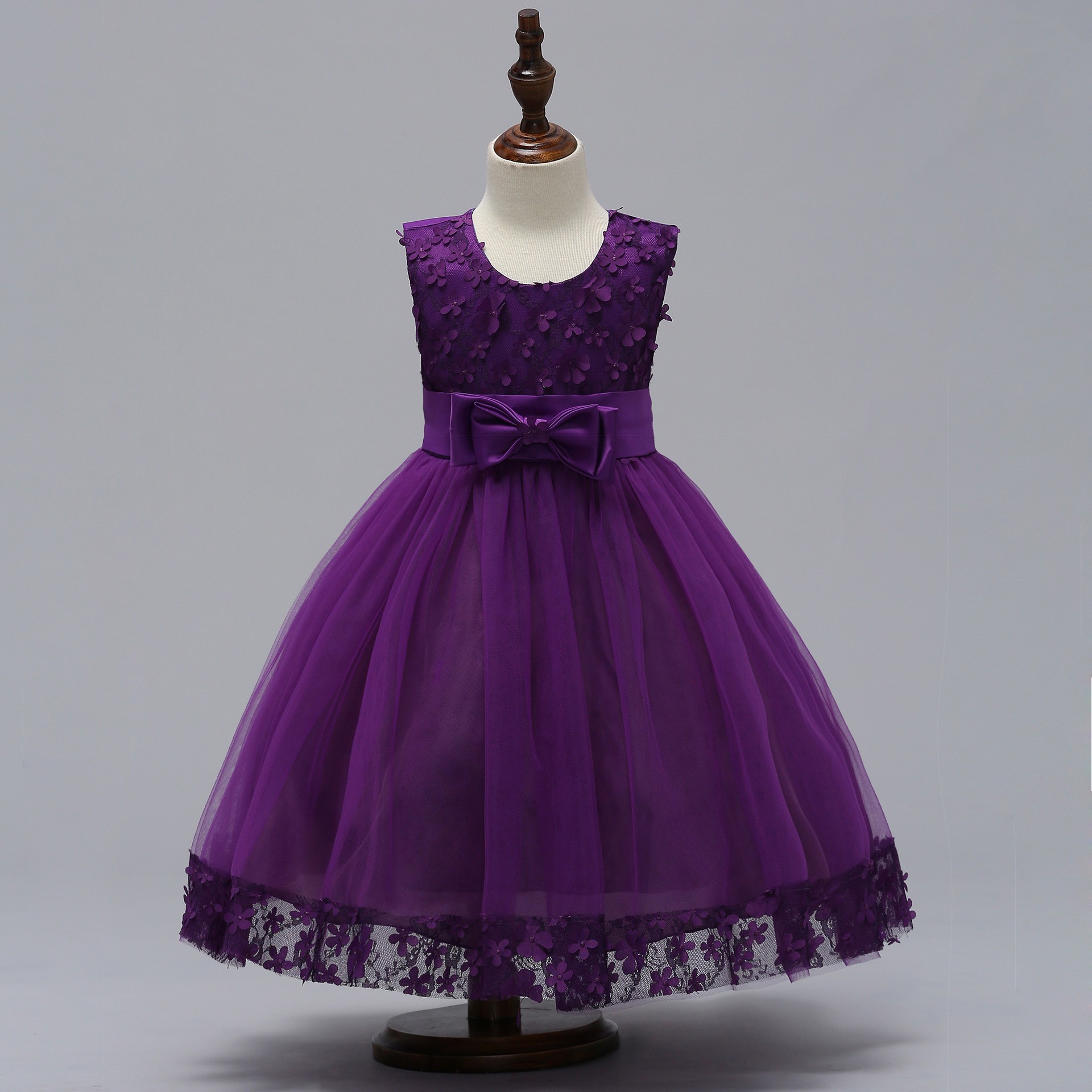 $31.89 Purple Flowers Tulle Party Dress For Girls Ages 3-12 #MQ708 ...