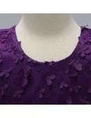 Purple Flowers Tulle Party Dress For Girls Ages 3-12