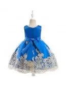 Royal Blue Embroidery Pageant Gown For Girls 3-4-5t