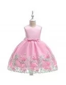 Rustic Pink Flowers Short Party Dress For Girls 5-6-7t