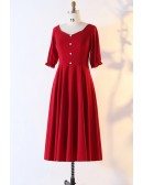 Custom French Retro Tea Length Party Dress With Sleeves Modest High Quality