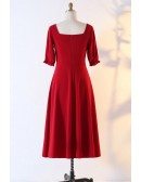 Custom French Retro Tea Length Party Dress With Sleeves Modest High Quality