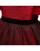 Vintage Short Velvet Tulle Party Dress For Girls 7-8-9 Years