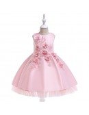 Champagne Beaded Embroidery Flower Girl Party Dress For Children
