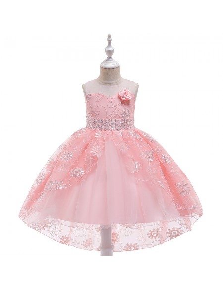Sequined Lace Champagne Ballgown Flower Girl Dress For Less