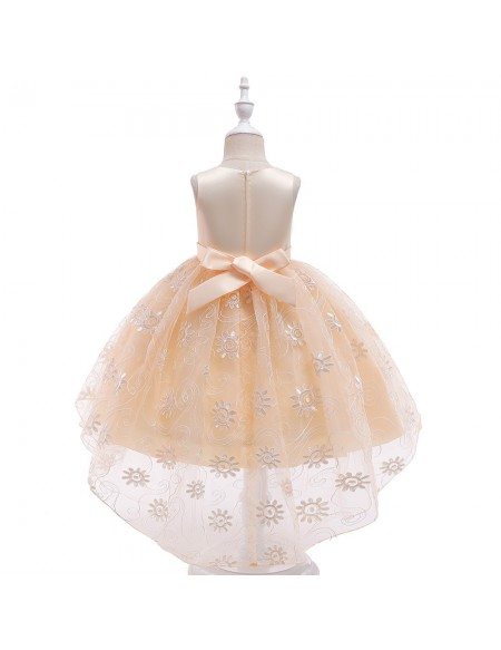 Sequined Lace Champagne Ballgown Flower Girl Dress For Less