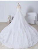 Custom Luxury Beaded Lace Formal Wedding Dress With Half Sleeves High Quality
