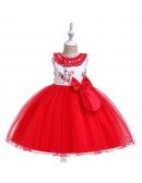 Red Tulle Ballgown Formal Party Dress For Girls Holidays
