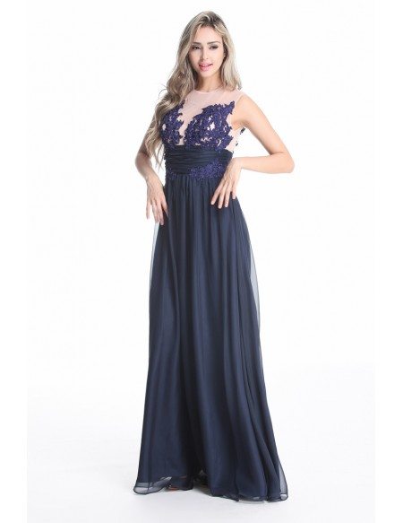 Chic A-Line Chiffon Prom Dress With Appliques Lace #CK245 $103.7 ...