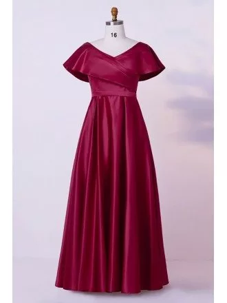 Custom Elegant Vneck Pleated Mother Of Bride Dress With Cap Sleeves High Quality