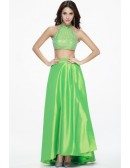 Bling Bling Two-Pieces Satin Seuqined Long Prom Dress