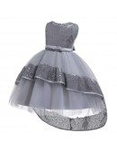 Sparkly Sequins Navy Blue High Low Girl Party Dress