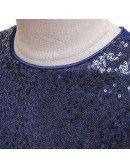 Sparkly Sequins Navy Blue High Low Girl Party Dress