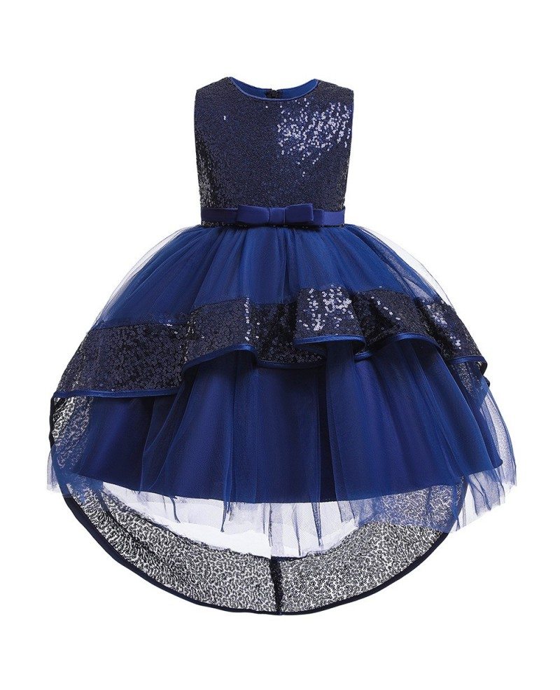 $32.89 Sparkly Sequins Navy Blue High Low Girl Party Dress #MQ723 ...