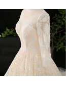 Custom Luxury Sequins Beaded Formal Wedding Dress With Long Sleeves High Quality