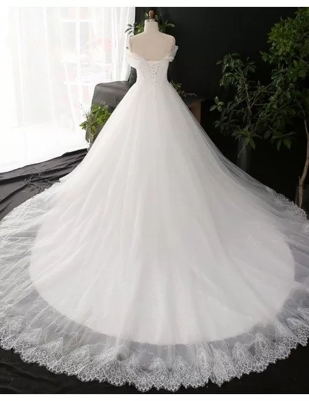 Custom Ivory Lace Strapless Ballgown Simple Wedding Dress High Quality