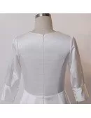 Custom Ivory Vneck Satin Wedding Dress Sleeved With Train High Quality